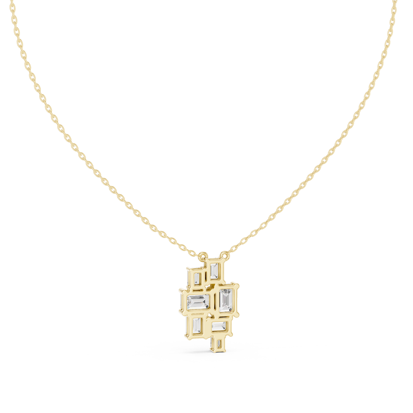 3.88 Ct Emerald Cut Lab Grown 10k Solid Gold New Vintage Diamond Pendant For Her