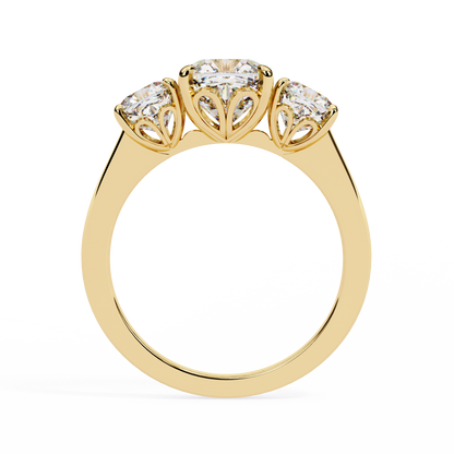 3.96 CT Cushion Cut Lab Grown Diamond Cluster Delicate Vintage Three Stone Ring for daily wear - HIGHCARAT DIAMONDS