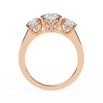 3.96 CT Cushion Cut Lab Grown Diamond Cluster Delicate Vintage Three Stone Ring for daily wear - HIGHCARAT DIAMONDS