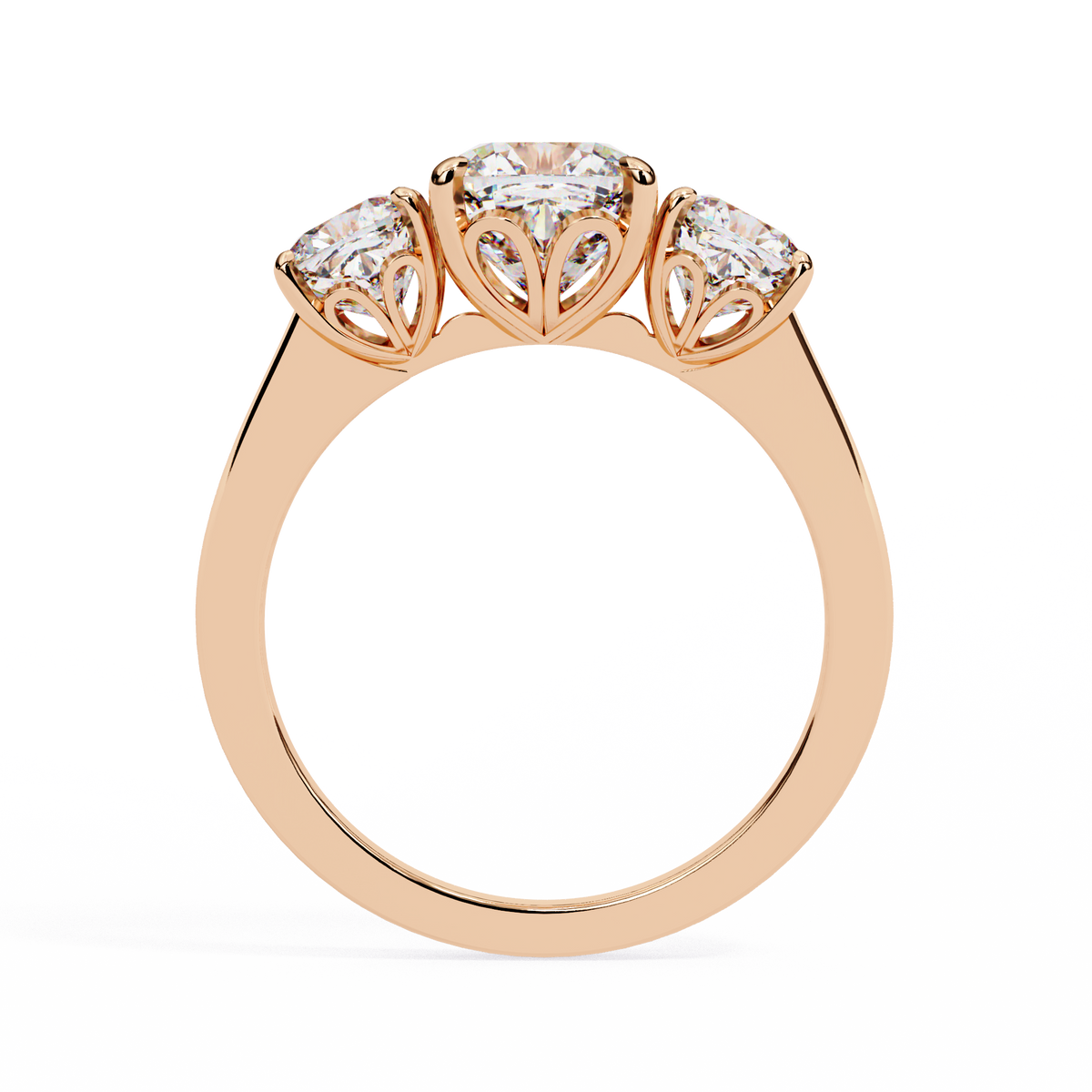 3.96 CT Cushion Cut Lab Grown Diamond Cluster Delicate Vintage Three Stone Ring for daily wear - HIGHCARAT DIAMONDS