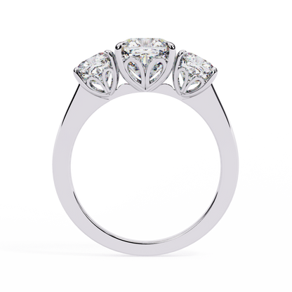 3.96 CT Cushion Cut Lab Grown Diamond Cluster Delicate Vintage Three Stone Ring for daily wear - HIGHCARAT DIAMONDS