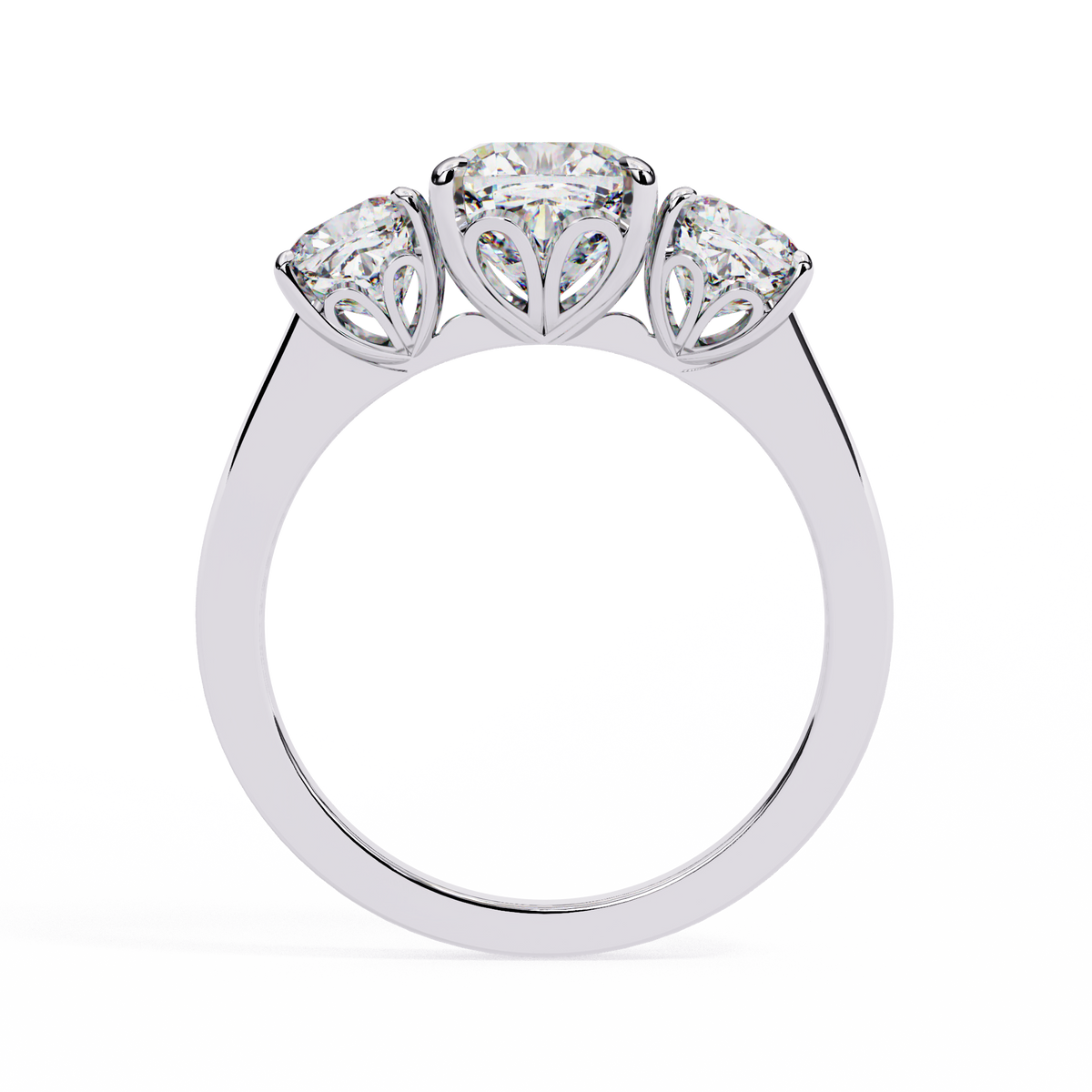 3.96 CT Cushion Cut Lab Grown Diamond Cluster Delicate Vintage Three Stone Ring for daily wear - HIGHCARAT DIAMONDS