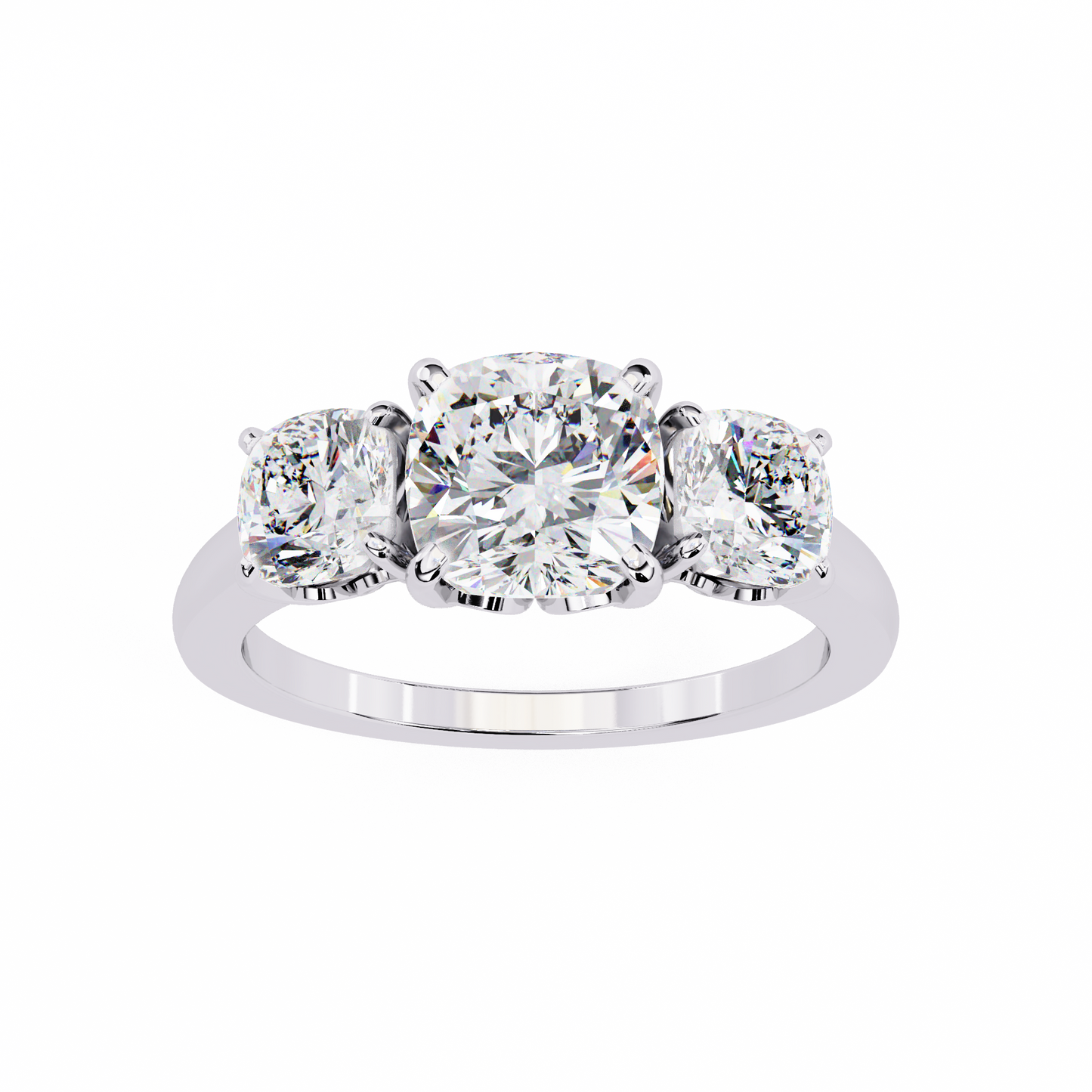 3.96 CT Cushion Cut Lab Grown Diamond Cluster Delicate Vintage Three Stone Ring for daily wear - HIGHCARAT DIAMONDS