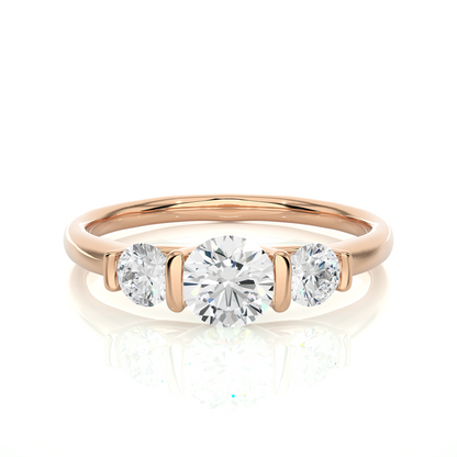 3 Stone Engagement Carat 10K Solid Gold lab Grown Diamond Ring, Perfect Anniversary Gift For Her