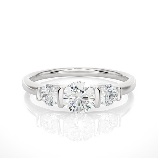3 Stone Engagement Carat 10K Solid Gold lab Grown Diamond Ring, Perfect Anniversary Gift For Her - HIGHCARAT DIAMONDS
