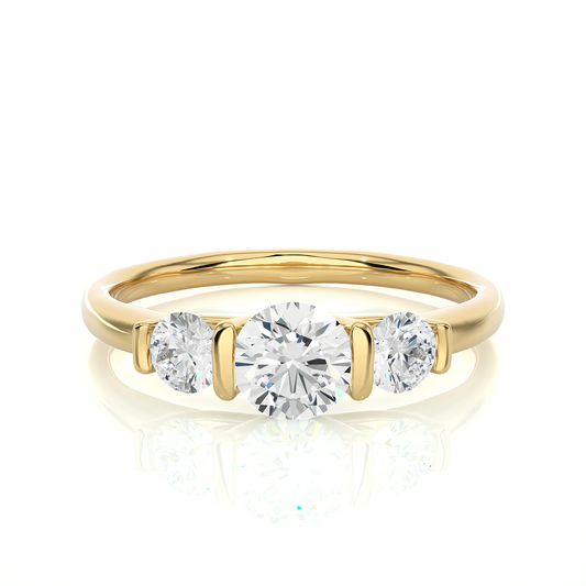 3 Stone Engagement Carat 10K Solid Gold lab Grown Diamond Ring, Perfect Anniversary Gift For Her