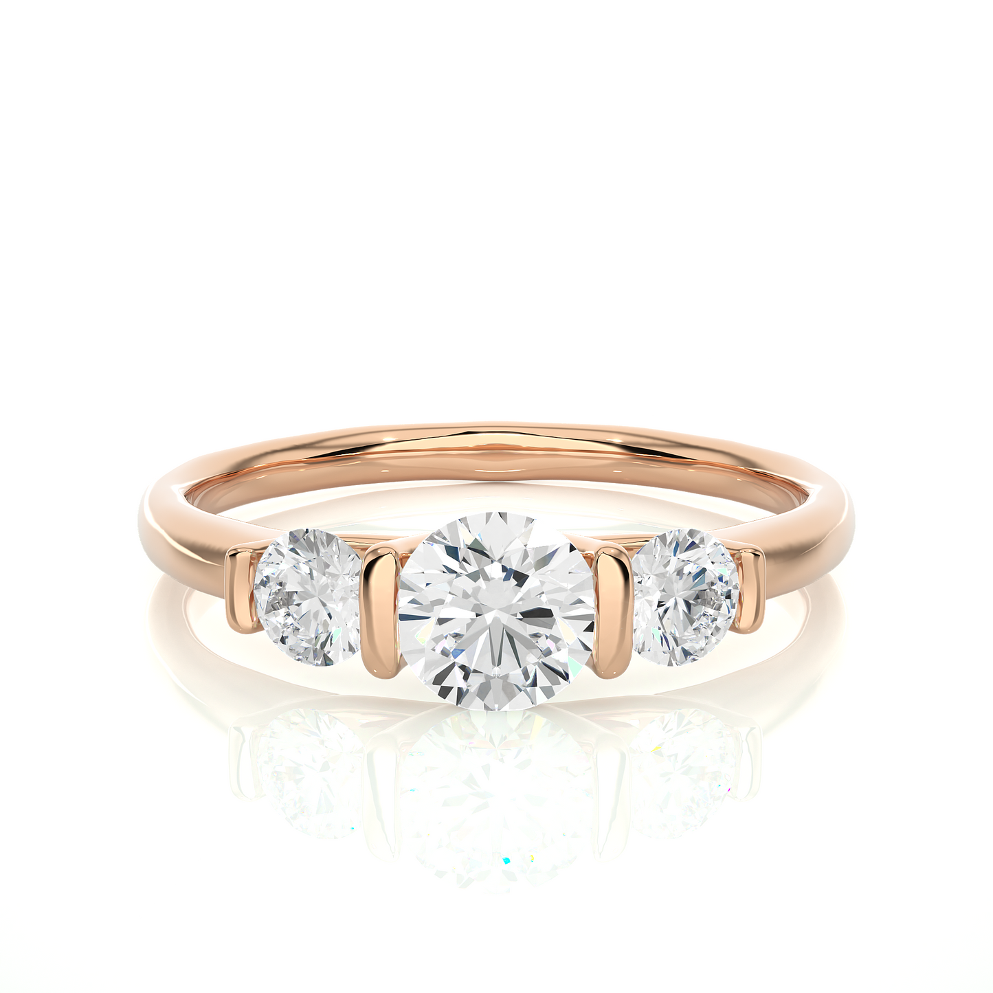 3 Stone Engagement Carat 10K Solid Gold lab Grown Diamond Ring, Perfect Anniversary Gift For Her - HIGHCARAT DIAMONDS