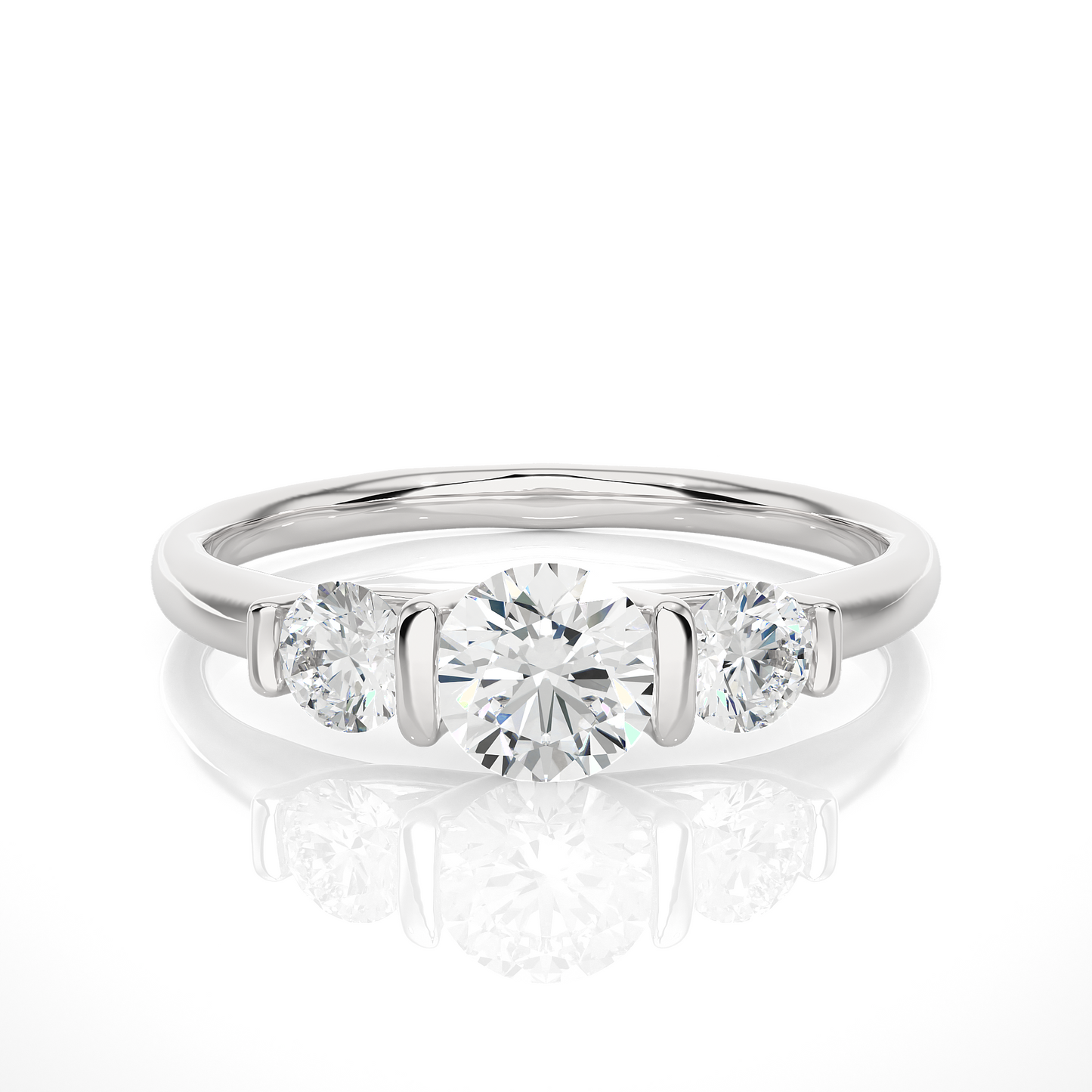 3 Stone Engagement Carat 10K Solid Gold lab Grown Diamond Ring, Perfect Anniversary Gift For Her - HIGHCARAT DIAMONDS