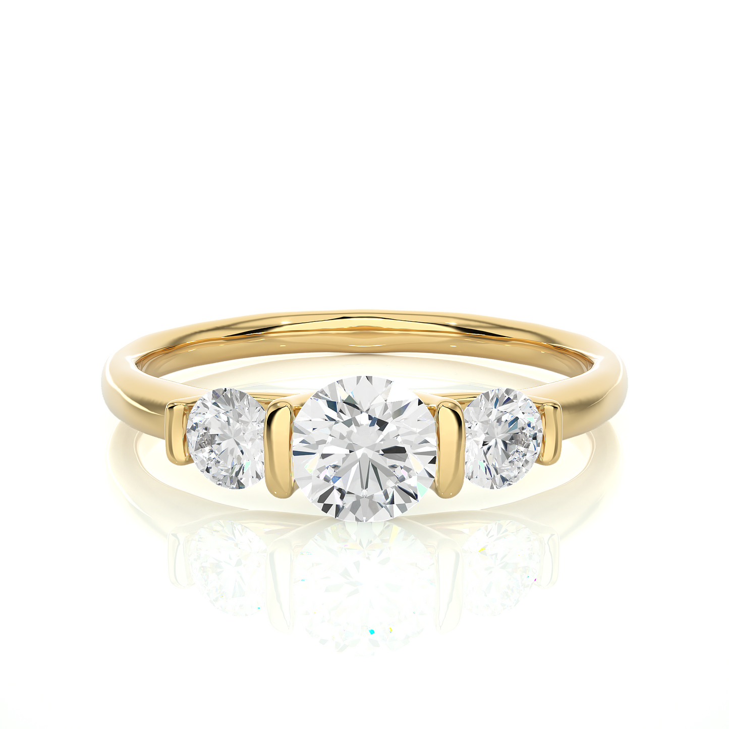 3 Stone Engagement Carat 10K Solid Gold lab Grown Diamond Ring, Perfect Anniversary Gift For Her - HIGHCARAT DIAMONDS