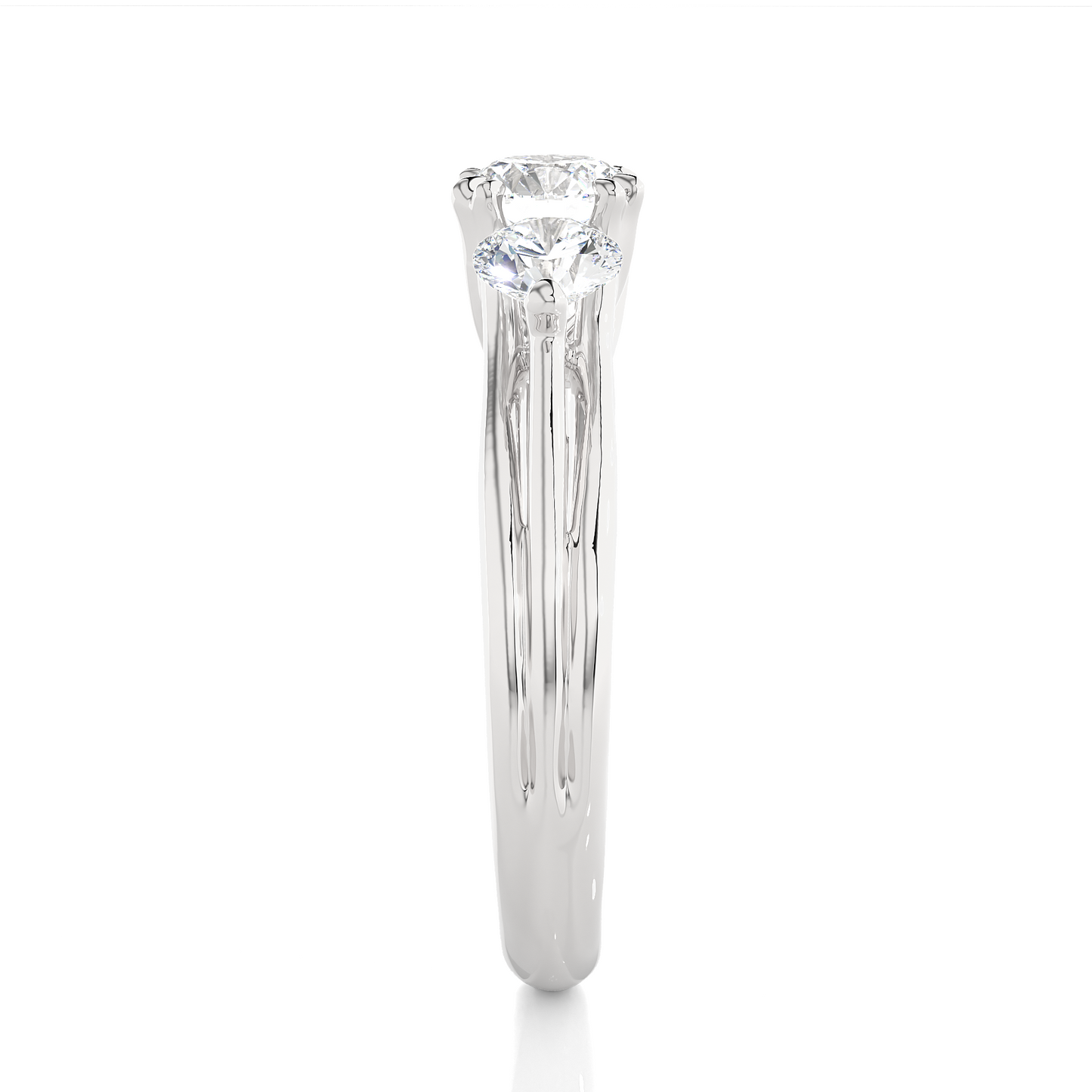 3 Stone Round Shape Ring, Lab Grown 14k Solid Gold Ring, Handmade Jewelry For Her