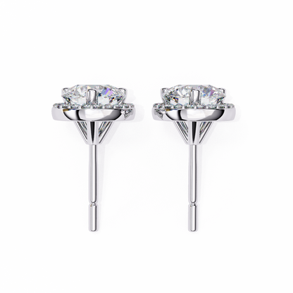 1.95Ct Round Cut Diamond Halo Style Cluster Art Deco Prong Set Dainty Handcrafted Party Wear Stud Earring Gift For Her