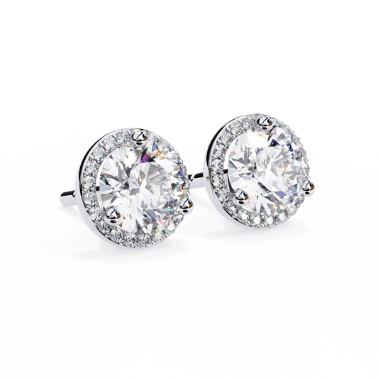 1.95Ct Round Cut Diamond Halo Style Cluster Art Deco Prong Set Dainty Handcrafted Party Wear Stud Earring Gift For Her