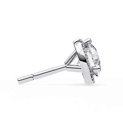 1.95Ct Round Cut Diamond Halo Style Cluster Art Deco Prong Set Dainty Handcrafted Party Wear Stud Earring Gift For Her