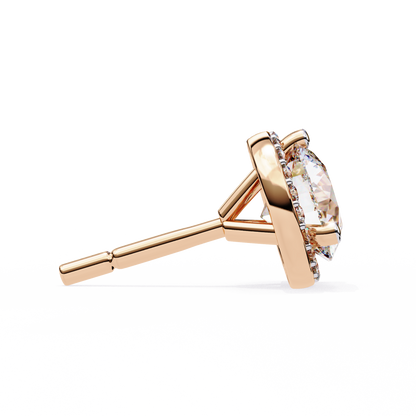 1.95Ct Round Cut Diamond Halo Style Cluster Art Deco Prong Set Dainty Handcrafted Party Wear Stud Earring Gift For Her