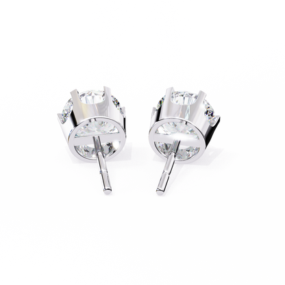 Solitaire 2.57Ct Round Cut Lab Grown Diamond 6 Pave Set Delicate Handmade Vintage Daily Wear Stud Earring