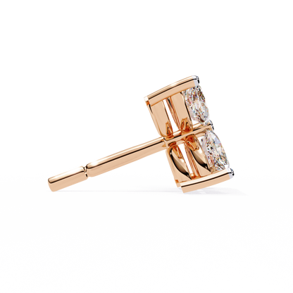 Marquise Cut White Colorless Diamond Antique Minimalist Classic Elegant Prong Set Dainty Stud Earring For Her