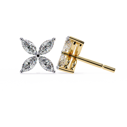 Marquise Cut White Colorless Diamond Antique Minimalist Classic Elegant Prong Set Dainty Stud Earring For Her