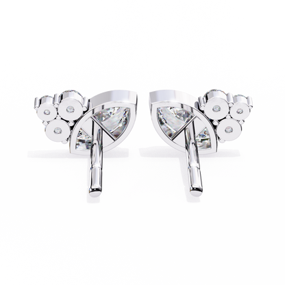 Round And Marquise Cut Top Grade Daimond Unique Bezel Set Elegance Timeless Vintage Dainty Stud Earring