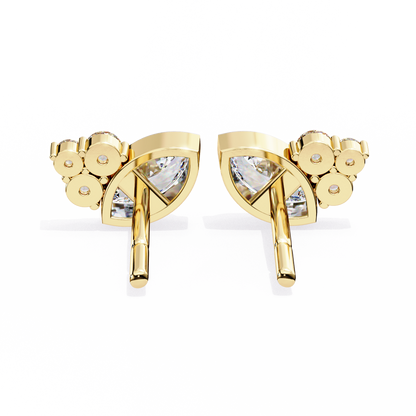 Round And Marquise Cut Top Grade Daimond Unique Bezel Set Elegance Timeless Vintage Dainty Stud Earring