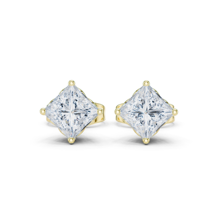 Princess Lab Grown Solitaire Prong Set Diamond Stud Earring