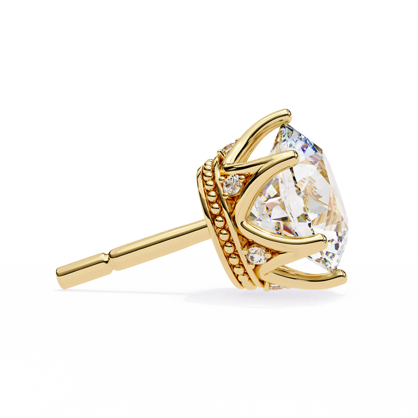 Vintage 2.62Ct Round Cut Diamond Unique 6 Prong Set Art Deco Solitaire Screw Back Stud Earring Gift For Her