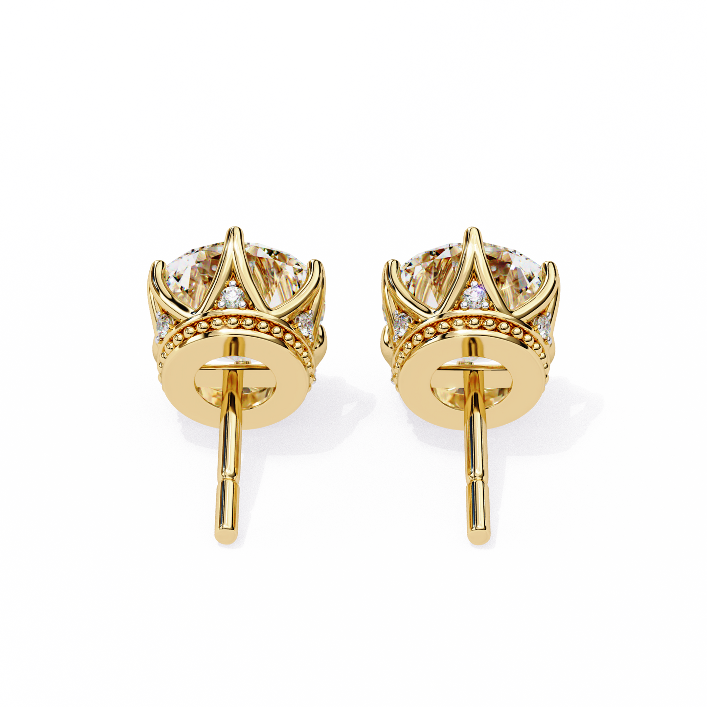 Vintage 2.62Ct Round Cut Diamond Unique 6 Prong Set Art Deco Solitaire Screw Back Stud Earring Gift For Her