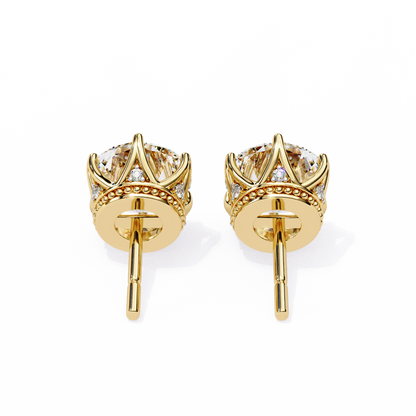 Vintage 2.62Ct Round Cut Diamond Unique 6 Prong Set Art Deco Solitaire Screw Back Stud Earring Gift For Her