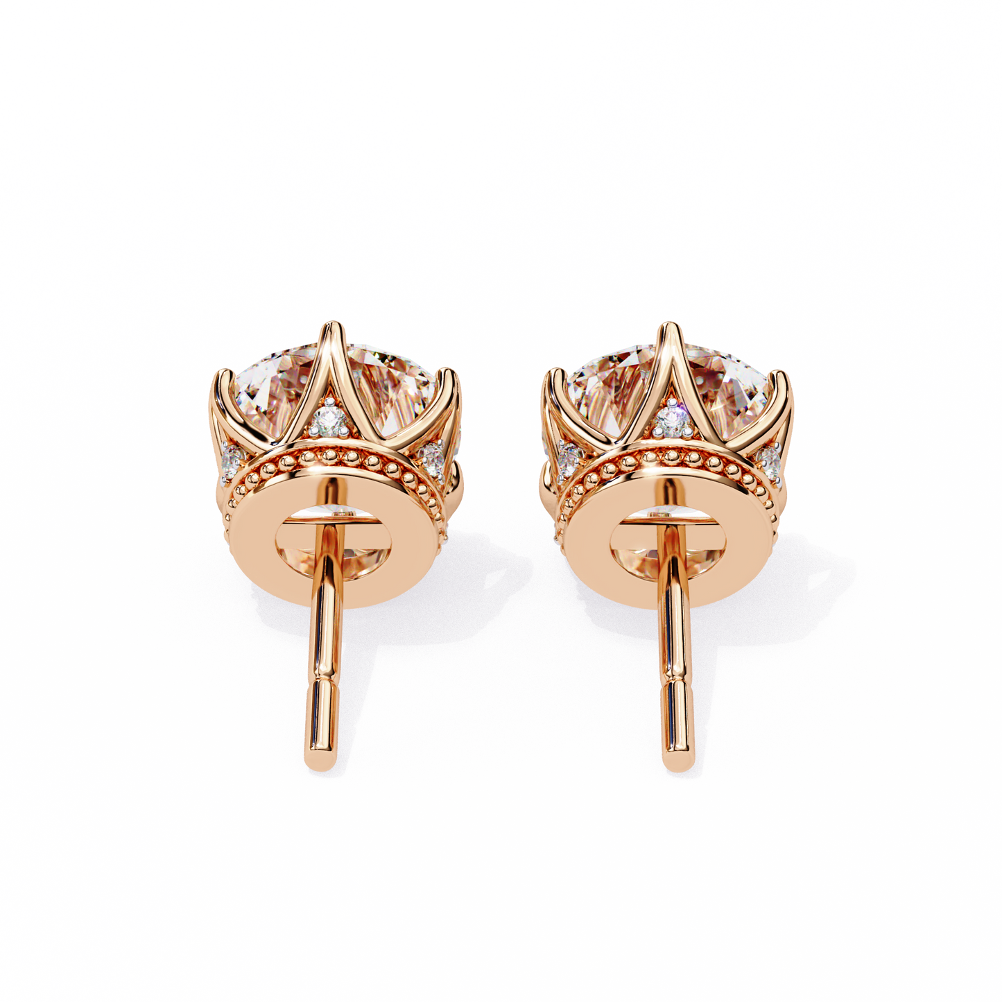 Vintage 2.62Ct Round Cut Diamond Unique 6 Prong Set Art Deco Solitaire Screw Back Stud Earring Gift For Her