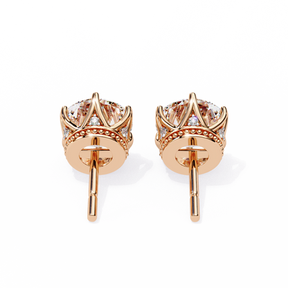 Vintage 2.62Ct Round Cut Diamond Unique 6 Prong Set Art Deco Solitaire Screw Back Stud Earring Gift For Her