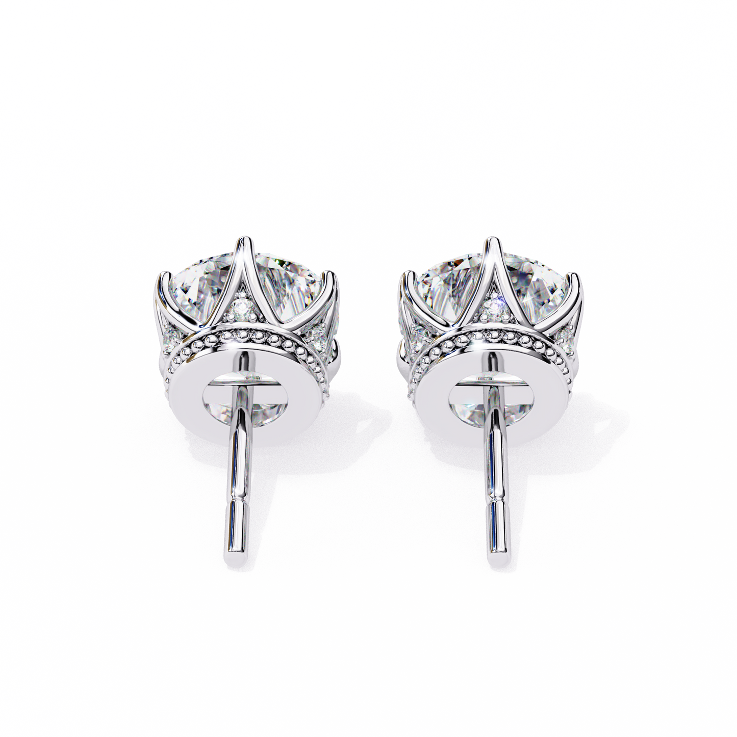 Vintage 2.62Ct Round Cut Diamond Unique 6 Prong Set Art Deco Solitaire Screw Back Stud Earring Gift For Her