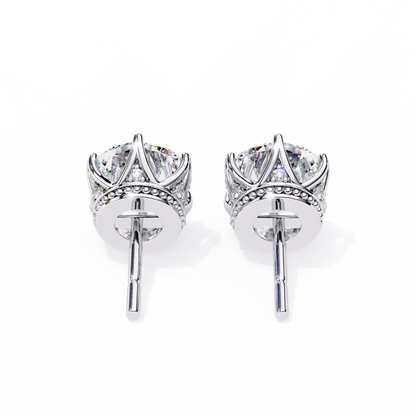 Vintage 2.62Ct Round Cut Diamond Unique 6 Prong Set Art Deco Solitaire Screw Back Stud Earring Gift For Her
