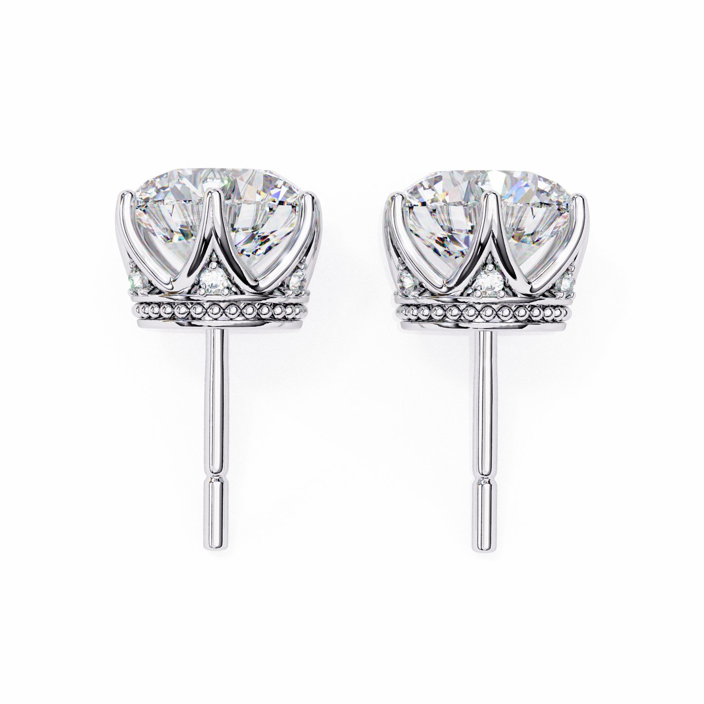 Vintage 2.62Ct Round Cut Diamond Unique 6 Prong Set Art Deco Solitaire Screw Back Stud Earring Gift For Her