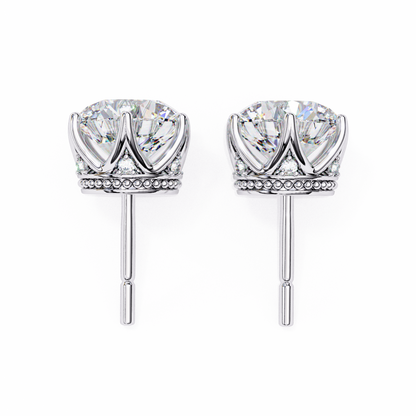 Vintage 2.62Ct Round Cut Diamond Unique 6 Prong Set Art Deco Solitaire Screw Back Stud Earring Gift For Her