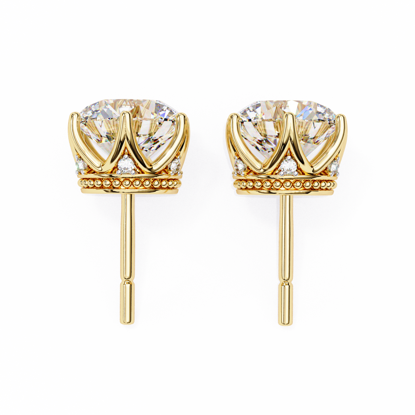 Vintage 2.62Ct Round Cut Diamond Unique 6 Prong Set Art Deco Solitaire Screw Back Stud Earring Gift For Her