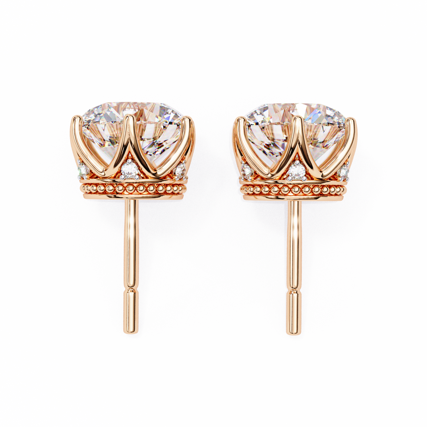 Vintage 2.62Ct Round Cut Diamond Unique 6 Prong Set Art Deco Solitaire Screw Back Stud Earring Gift For Her