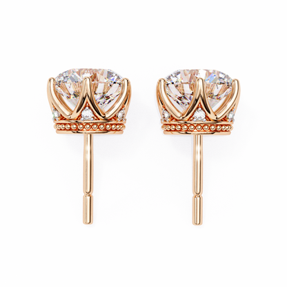Vintage 2.62Ct Round Cut Diamond Unique 6 Prong Set Art Deco Solitaire Screw Back Stud Earring Gift For Her
