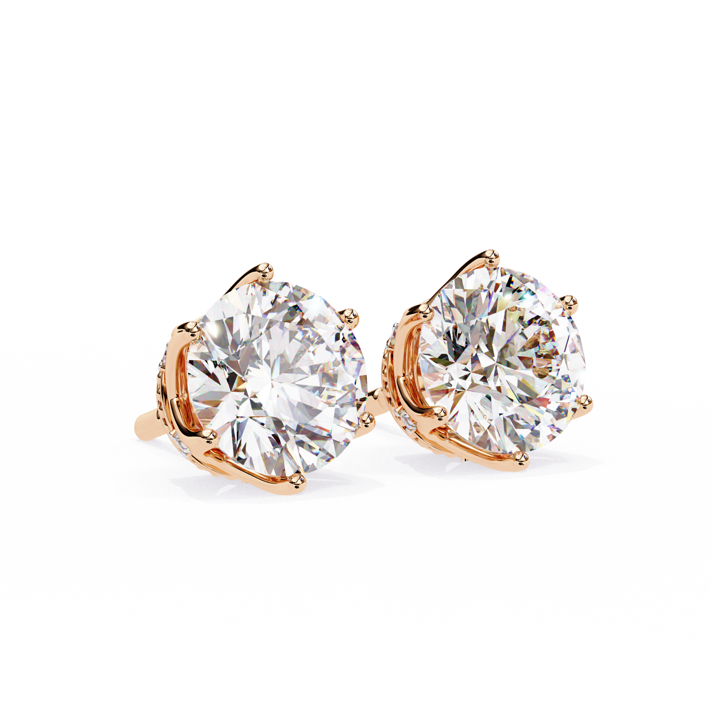 Vintage 2.62Ct Round Cut Diamond Unique 6 Prong Set Art Deco Solitaire Screw Back Stud Earring Gift For Her