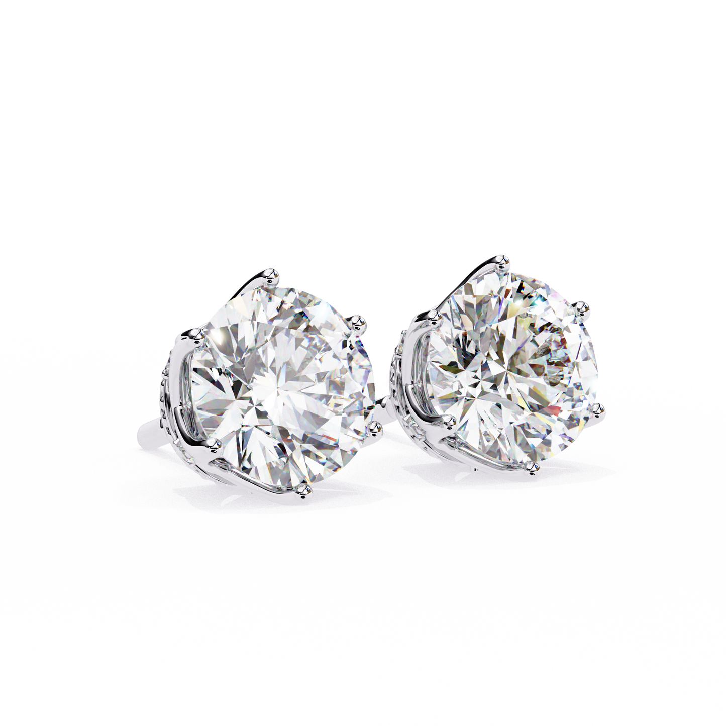 Vintage 2.62Ct Round Cut Diamond Unique 6 Prong Set Art Deco Solitaire Screw Back Stud Earring Gift For Her