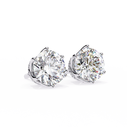 Vintage 2.62Ct Round Cut Diamond Unique 6 Prong Set Art Deco Solitaire Screw Back Stud Earring Gift For Her