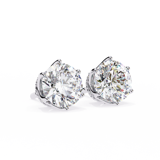 Vintage 2.62Ct Round Cut Diamond Unique 6 Prong Set Art Deco Solitaire Screw Back Stud Earring Gift For Her