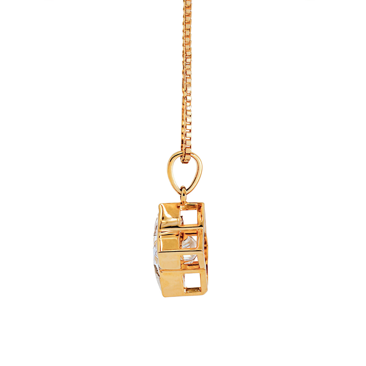Bezel Set Clover Lilly Cut Diamond Pendant with Chain
