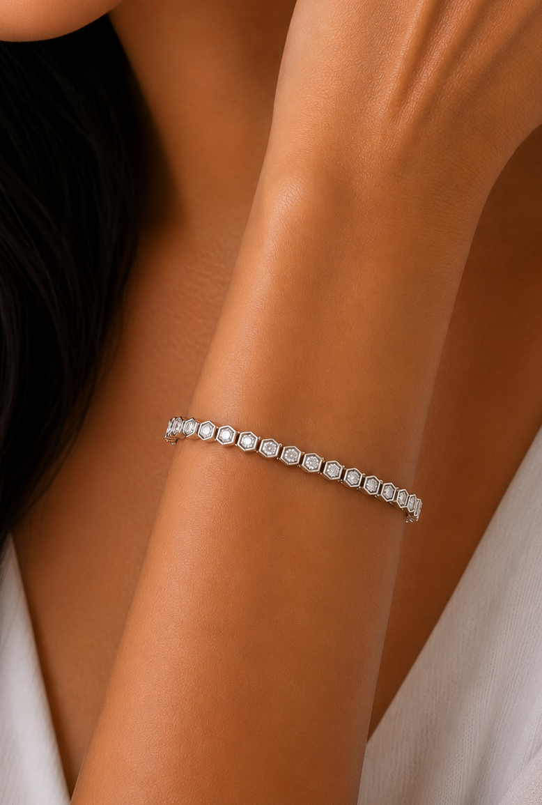 1.09 Ct Hexagon Lab Grown Diamond Tennis Bracelet