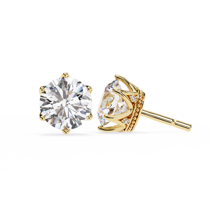 Vintage 2.62Ct Round Cut Diamond Unique 6 Prong Set Art Deco Solitaire Screw Back Stud Earring Gift For Her