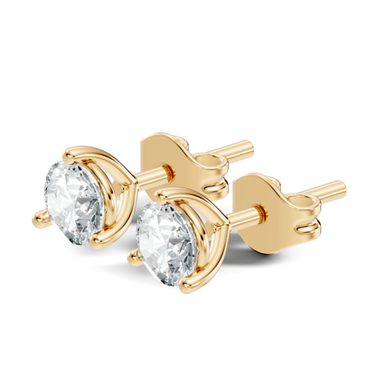 Round Lab Grown Diamond Solitaire Stud Earring