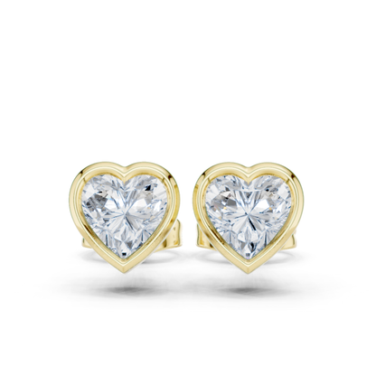 Heart Cut Lab Grown Diamond Vintage Stud Earrings