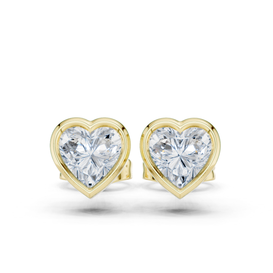 Heart Cut 1.00CT  Lab Grown White Colorless Daimond Bezel Set Vintage Screw Back Stud Earring For Her
