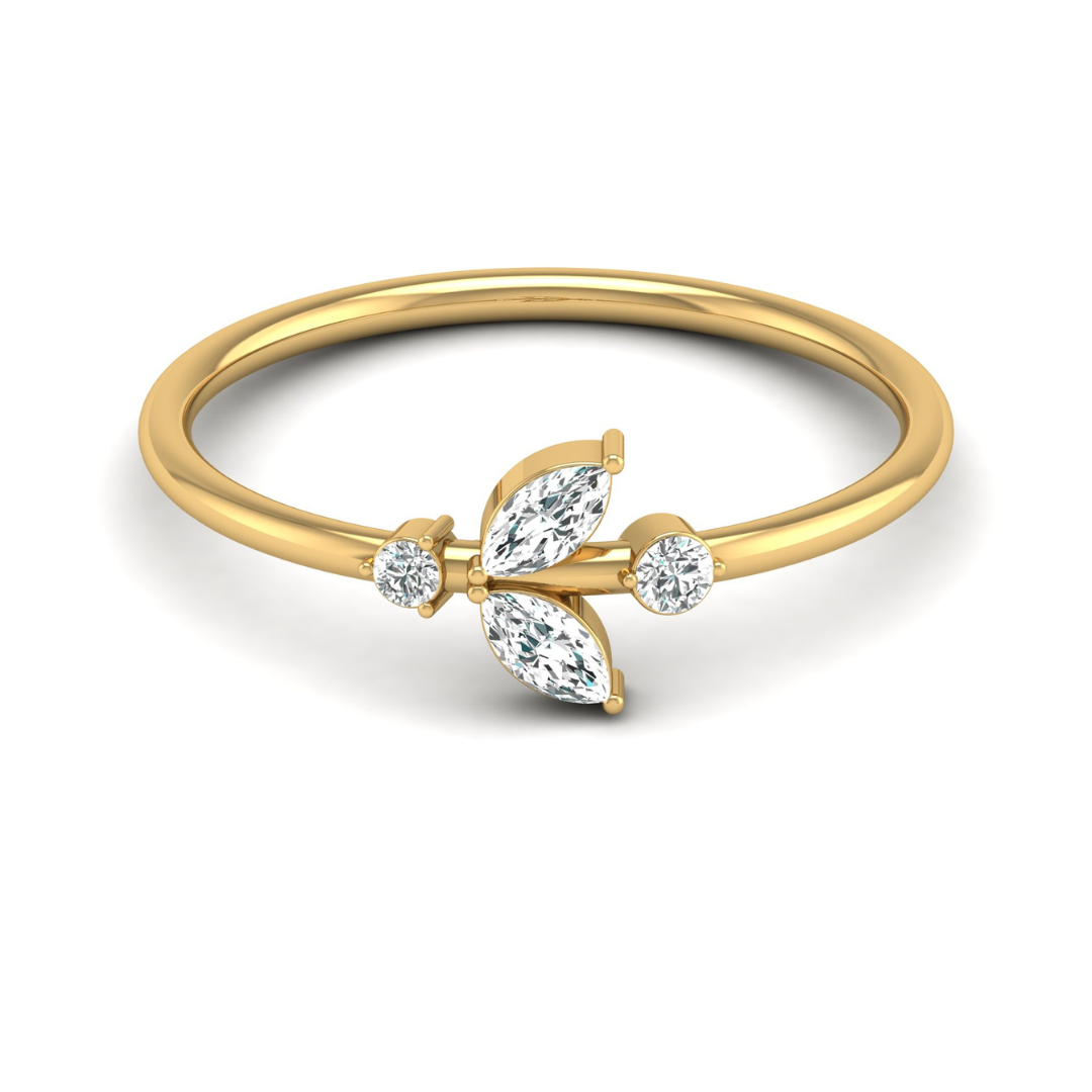 10K Gold Labgrown Diamond Marquise and Round Cut Engagement Ring Affordable Party Band