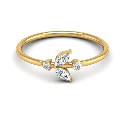 10K Gold Labgrown Diamond Marquise and Round Cut Engagement Ring Affordable Party Band