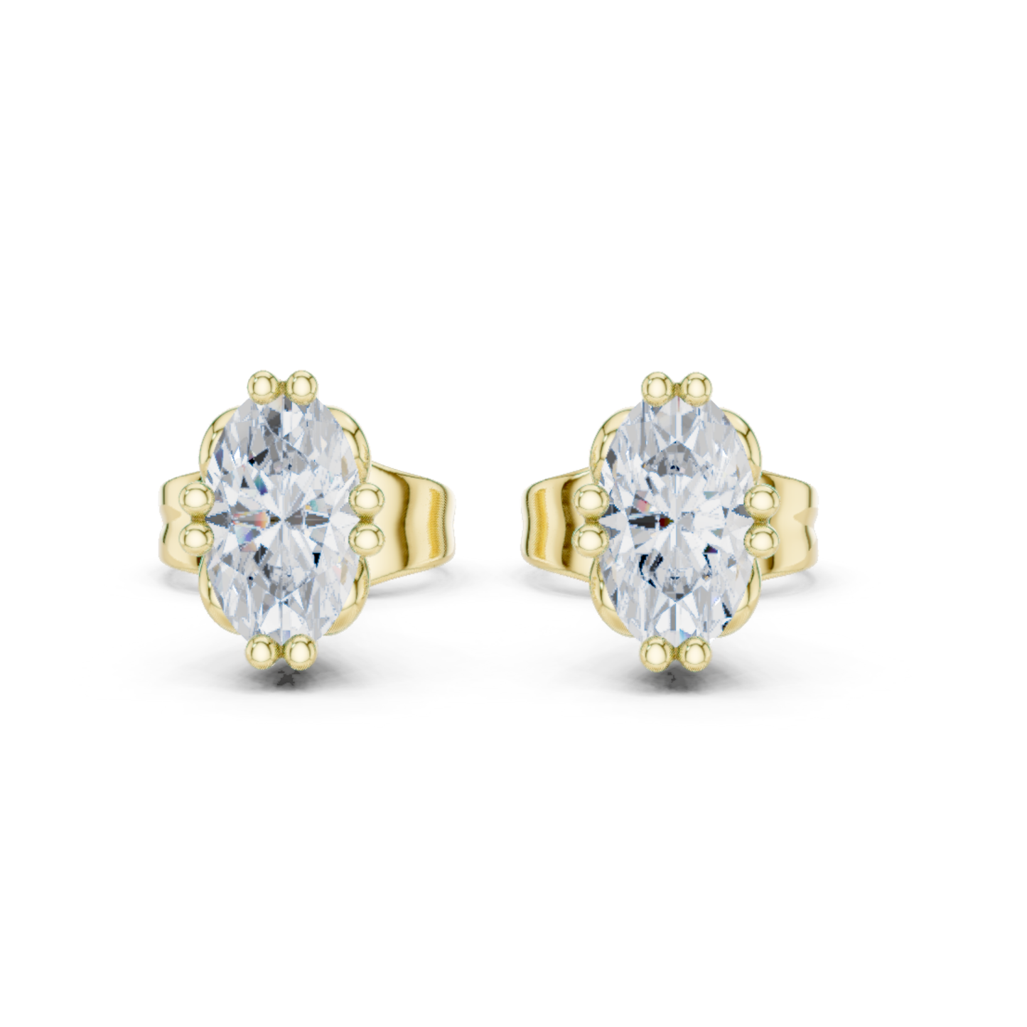 Oval Cut Solitaire Lab Grown Diamond Prong Set Stud Earring