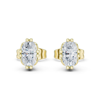 Oval Cut Solitaire Lab Grown Diamond Prong Set Stud Earring